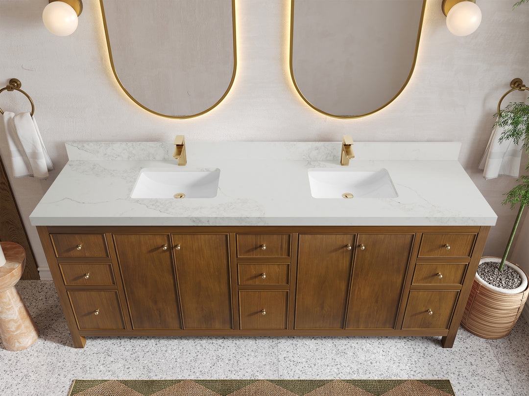 Chicago Teak 84 in. W x 22 in. D Double Sink Bathroom Vanity