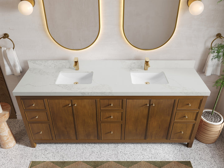 Chicago Teak 84 in. W x 22 in. D Double Sink Bathroom Vanity - photo 18