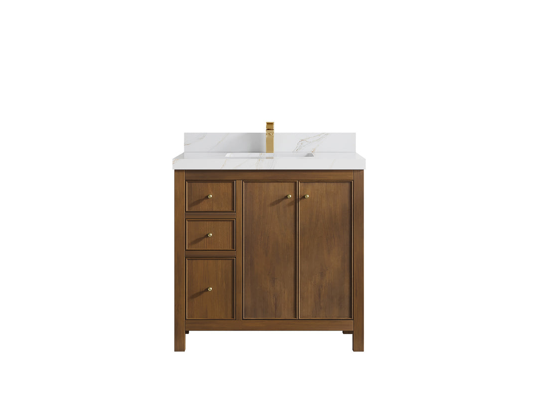 Chicago Teak 36 in. W x 22 in. D Center Sink Bathroom Vanity