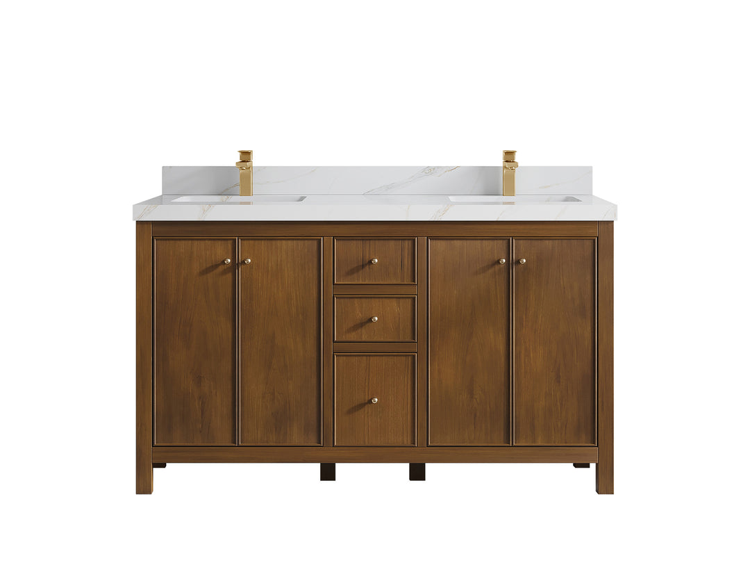 Chicago Teak 60 in. W x 22 in. D Double Sink Bathroom Vanity