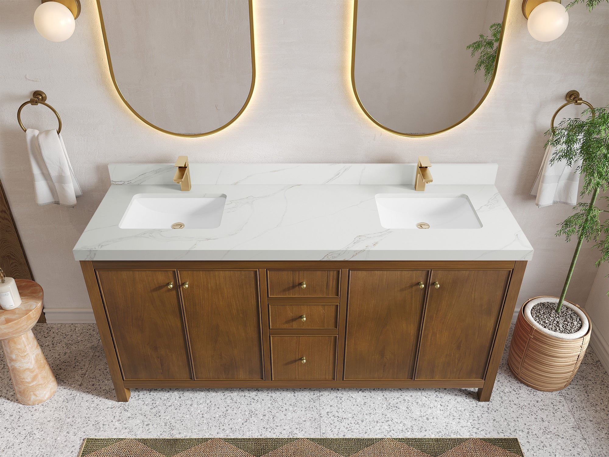 Chicago Teak 72 in. W x 22 in. D Double Sink Bathroom Vanity