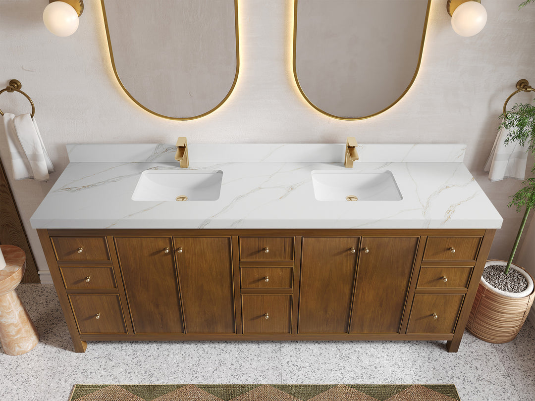 Chicago Teak 84 in. W x 22 in. D Double Sink Bathroom Vanity