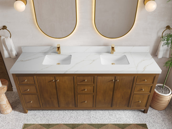 Chicago Teak 84 in. W x 22 in. D Double Sink Bathroom Vanity - photo 20
