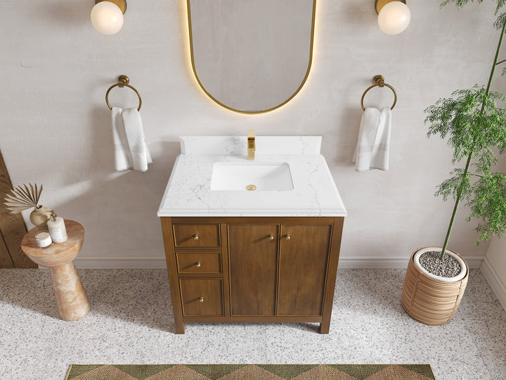 Chicago Teak 36 in. W x 22 in. D Center Sink Bathroom Vanity - photo 24