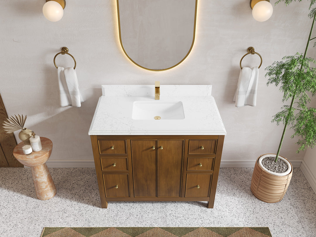 Chicago Teak 42 in. W x 22 in. D Single Sink Bathroom Vanity