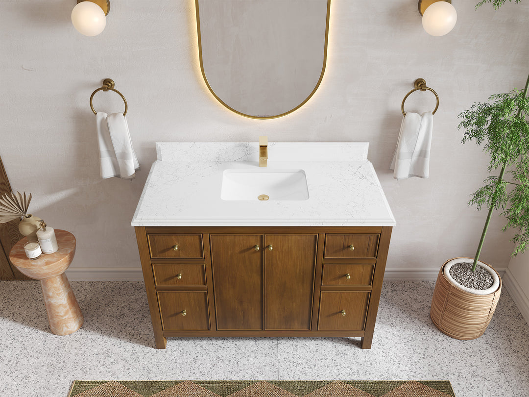Chicago Teak 48 in. W x 22 in. D Single Sink Bathroom Vanity