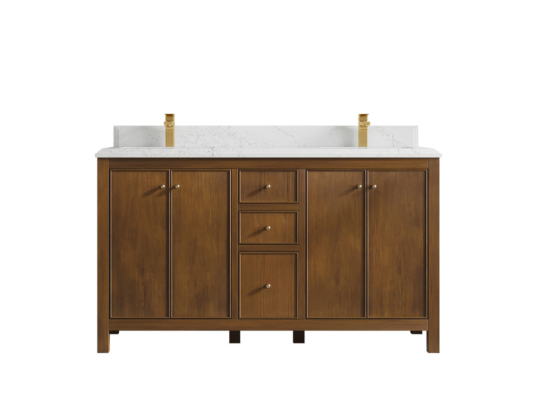 Chicago Teak 60 in. W x 22 in. D Double Sink Bathroom Vanity