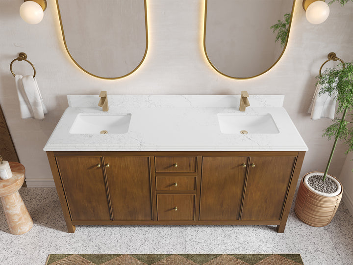 Chicago Teak 72 in. W x 22 in. D Double Sink Bathroom Vanity - photo 24