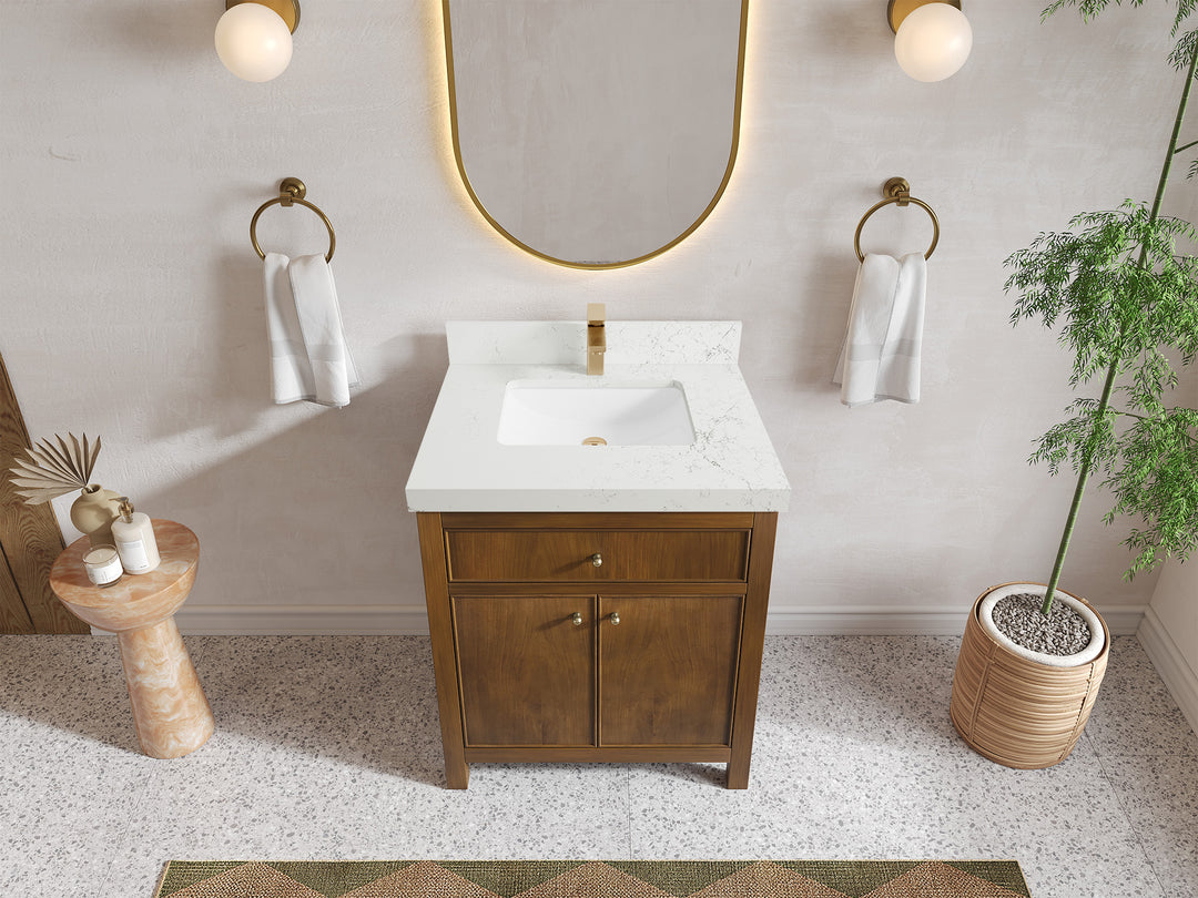 Chicago Teak 30 in. W x 22 in. D Single Sink Bathroom Vanity