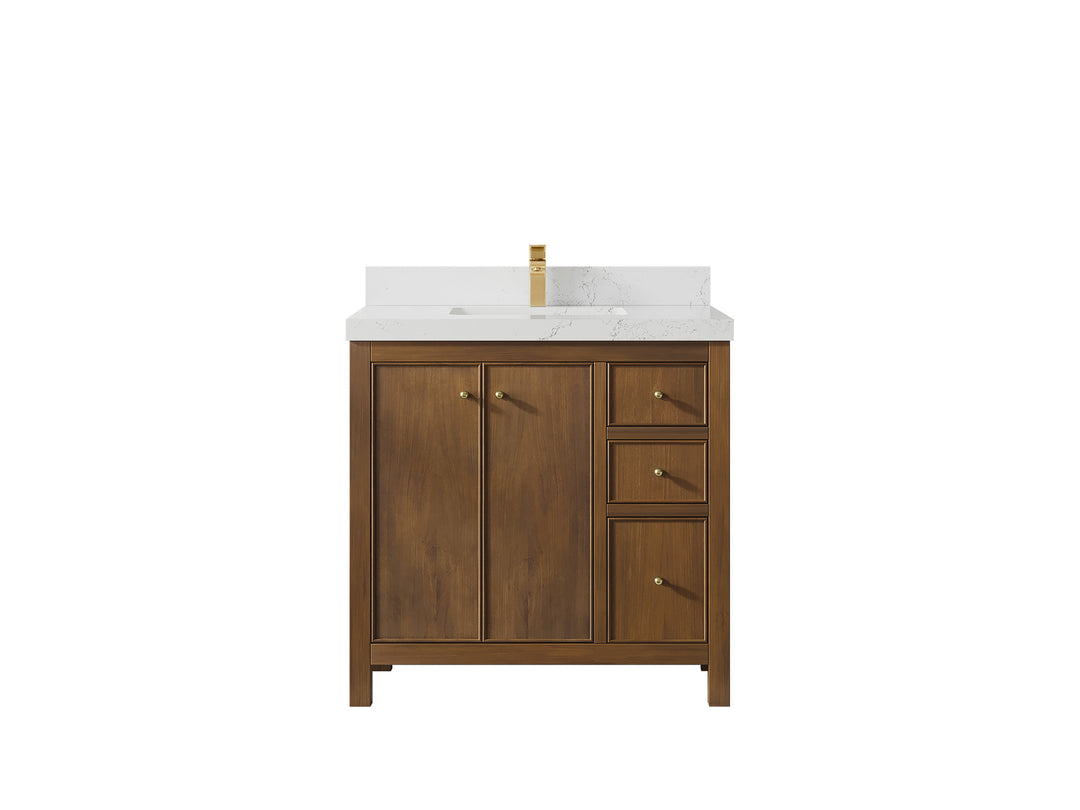 Chicago Teak 36 in. W x 22 in. D Center Sink Bathroom Vanity