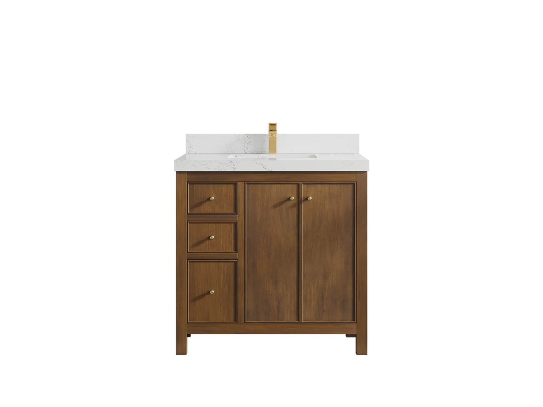 Chicago Teak 36 in. W x 22 in. D Center Sink Bathroom Vanity