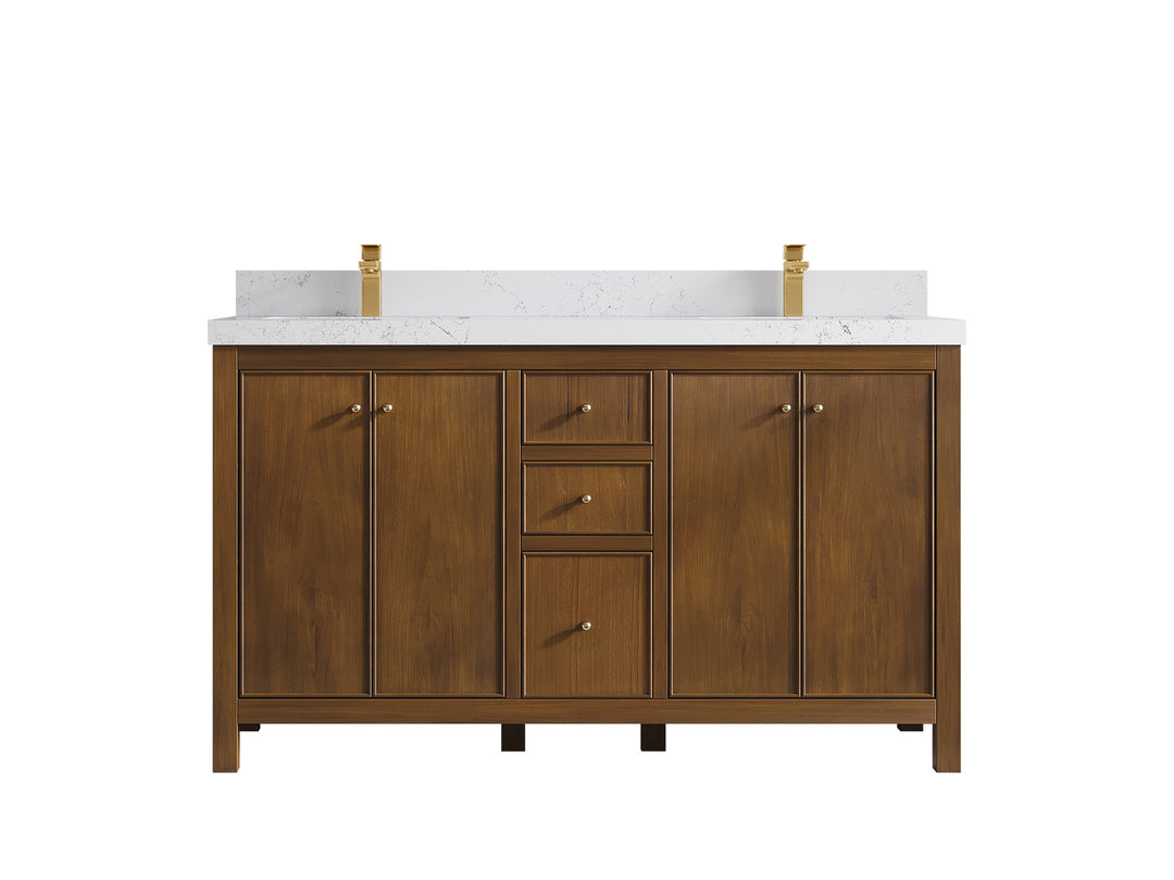 Chicago Teak 60 in. W x 22 in. D Double Sink Bathroom Vanity