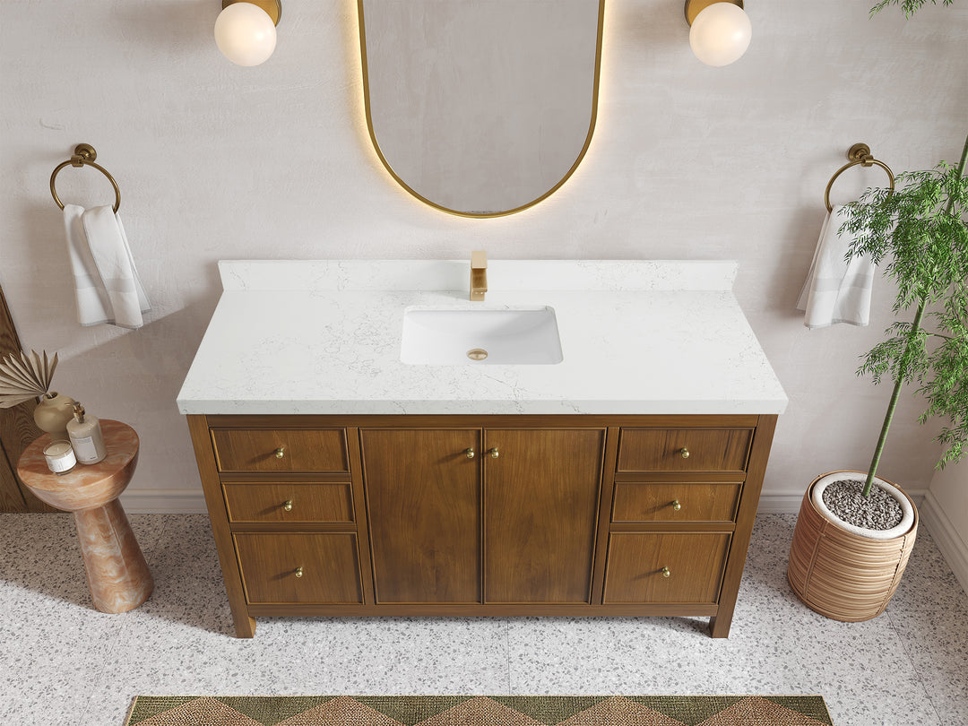 Chicago Teak 60 in. W x 22 in. D Single Sink Bathroom Vanity