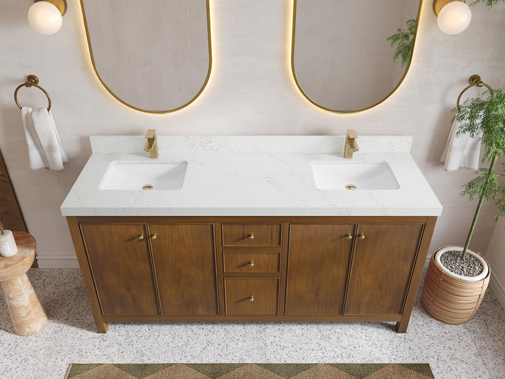 Chicago Teak 72 in. W x 22 in. D Double Sink Bathroom Vanity - photo 59