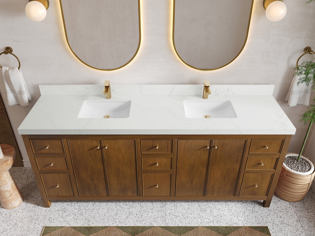 Chicago Teak 84 in. W x 22 in. D Double Sink Bathroom Vanity
