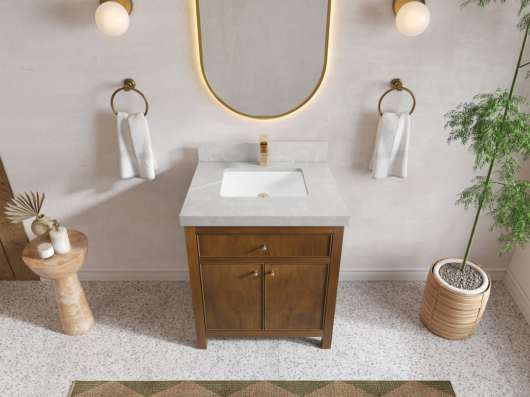 Chicago Teak 30 in. W x 22 in. D Single Sink Bathroom Vanity