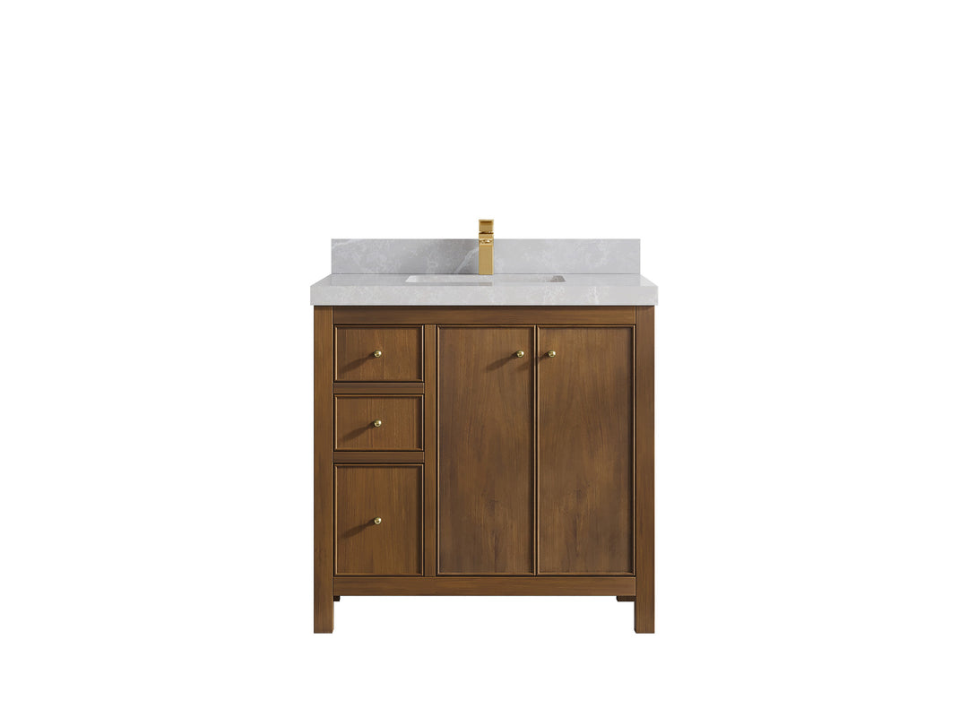Chicago Teak 36 in. W x 22 in. D Center Sink Bathroom Vanity