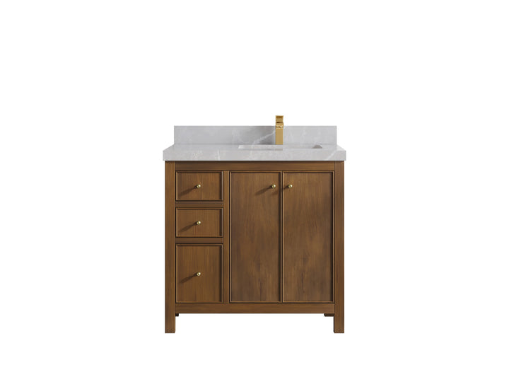 Chicago Teak 36 in. W x 22 in. D Right Offset Sink Bathroom Vanity - photo 31