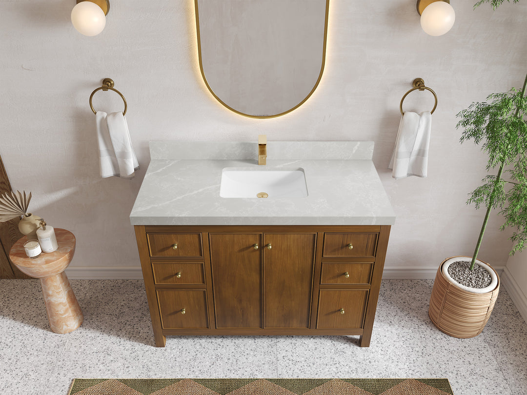 Chicago Teak 48 in. W x 22 in. D Single Sink Bathroom Vanity