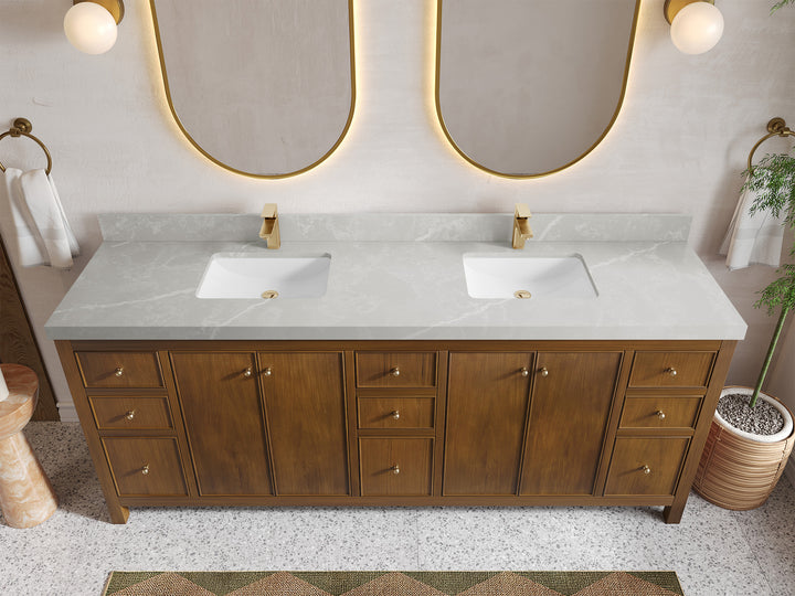 Chicago Teak 84 in. W x 22 in. D Double Sink Bathroom Vanity - photo 30