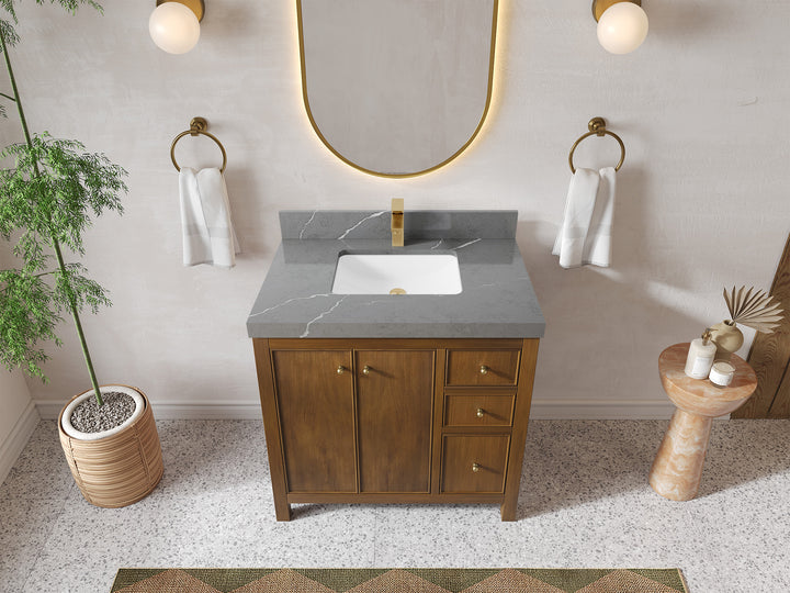 Chicago Teak 36 in. W x 22 in. D Center Sink Bathroom Vanity - photo 32