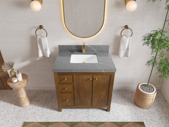 Chicago Teak 36 in. W x 22 in. D Center Sink Bathroom Vanity - photo 32