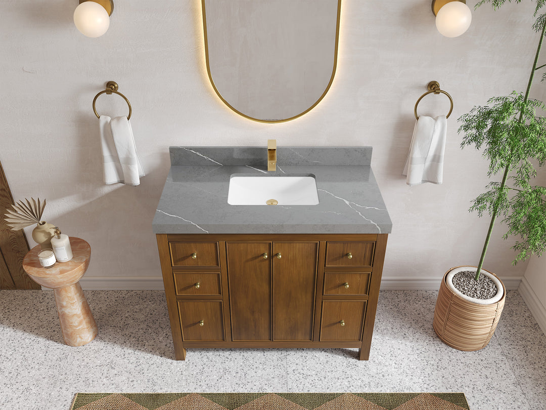 Chicago Teak 42 in. W x 22 in. D Single Sink Bathroom Vanity
