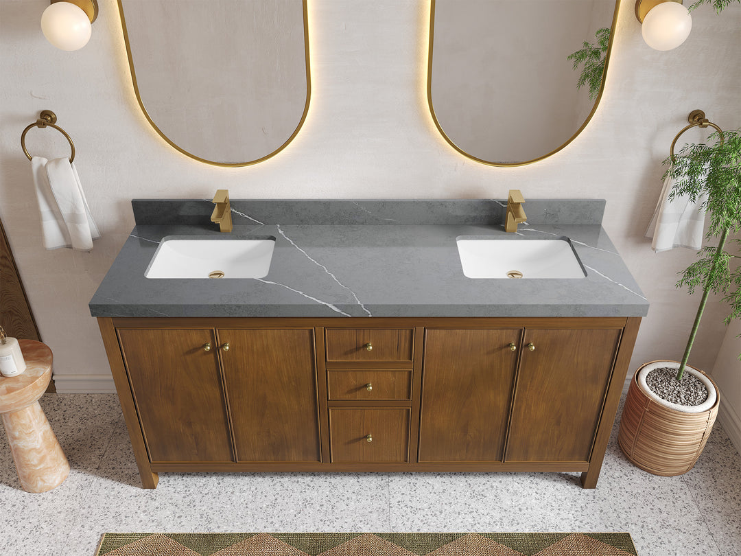 Chicago Teak 72 in. W x 22 in. D Double Sink Bathroom Vanity