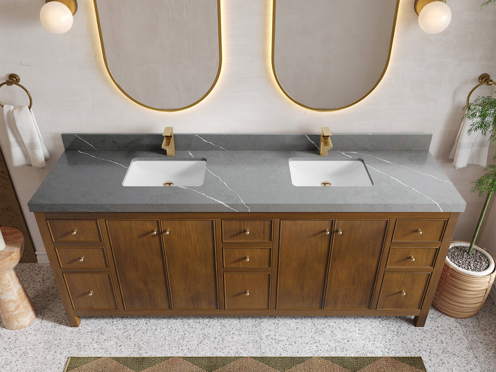 Chicago Teak 84 in. W x 22 in. D Double Sink Bathroom Vanity - photo 32