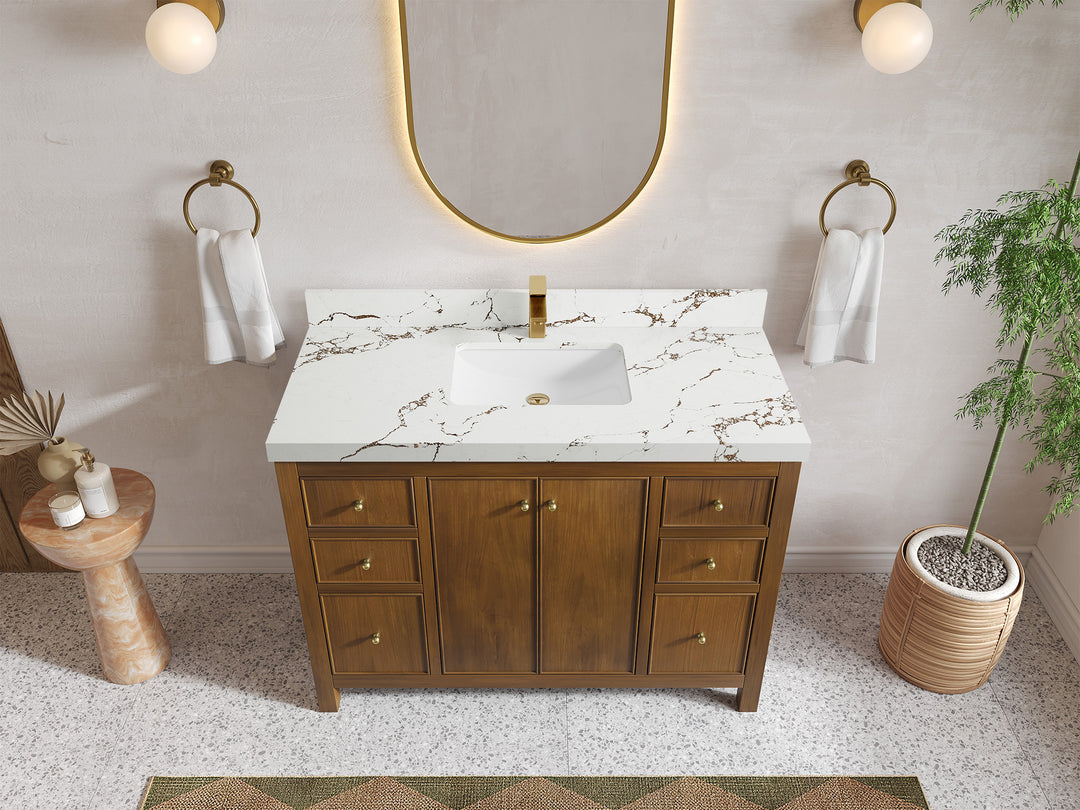 Chicago Teak 48 in. W x 22 in. D Single Sink Bathroom Vanity