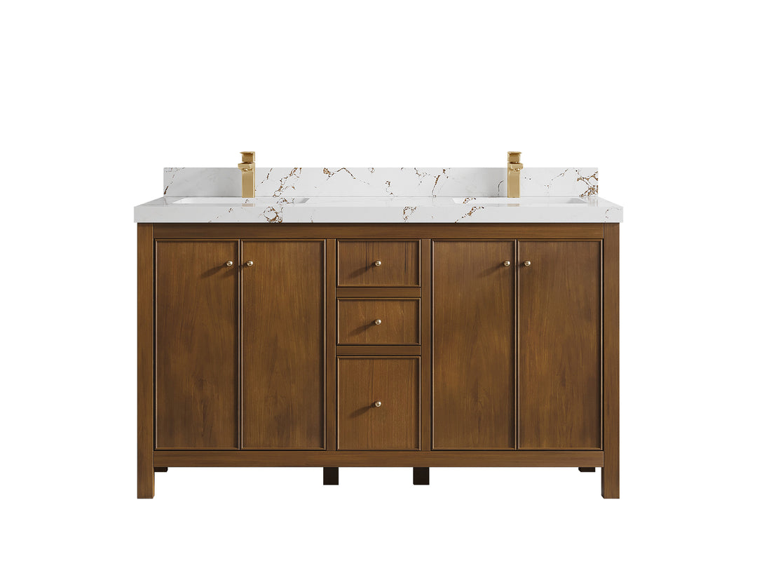 Chicago Teak 60 in. W x 22 in. D Double Sink Bathroom Vanity