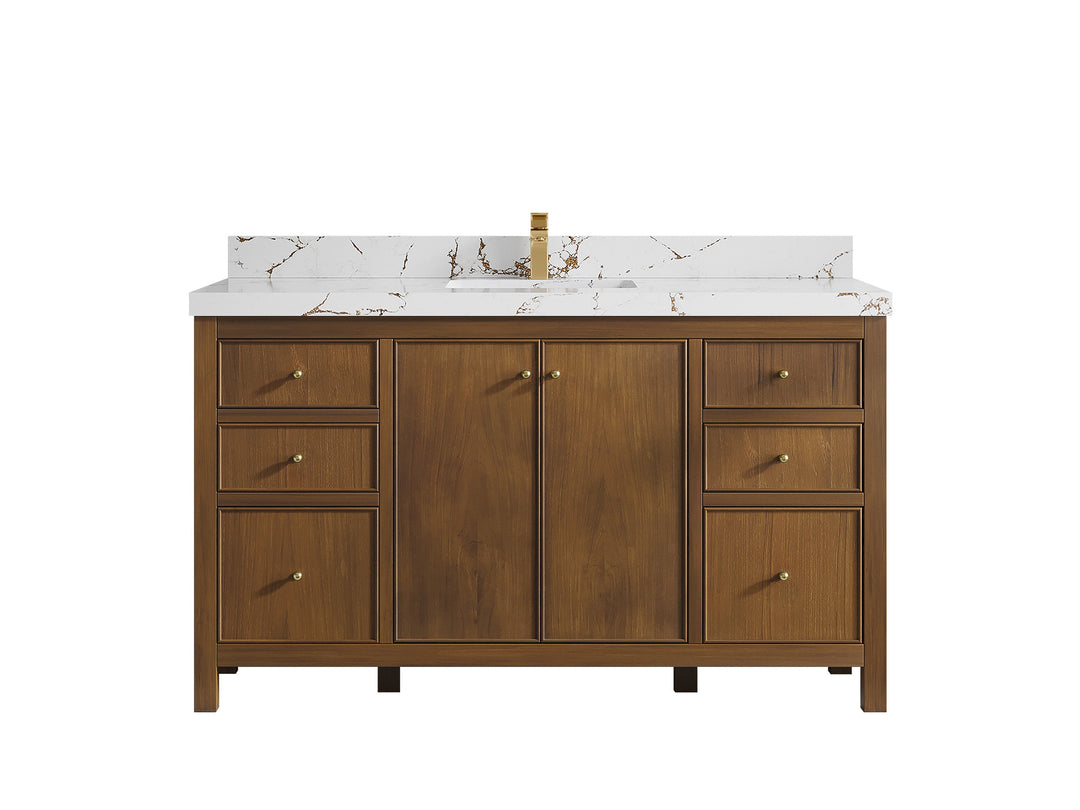 Chicago Teak 60 in. W x 22 in. D Single Sink Bathroom Vanity