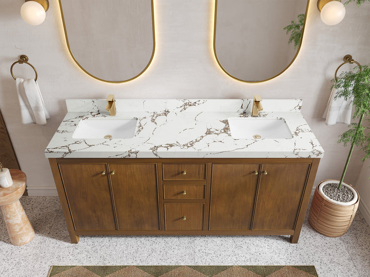 Chicago Teak 72 in. W x 22 in. D Double Sink Bathroom Vanity - photo 62