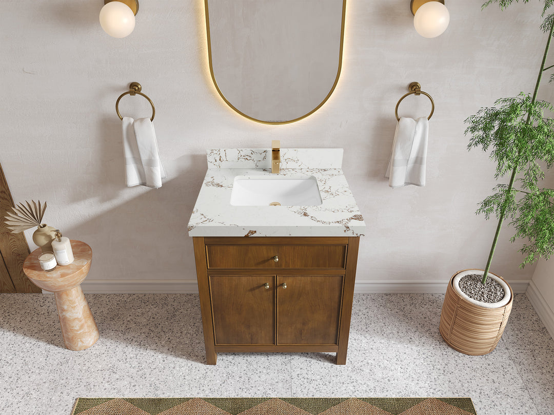Chicago Teak 30 in. W x 22 in. D Single Sink Bathroom Vanity