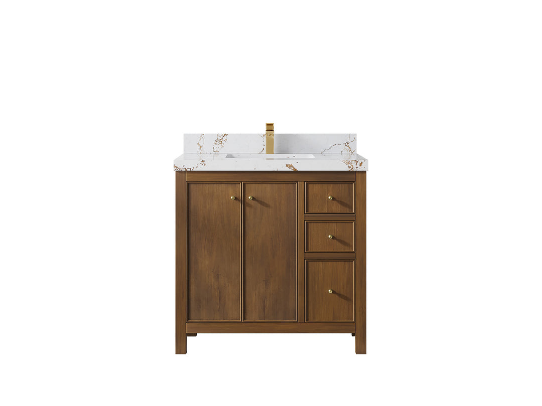 Chicago Teak 36 in. W x 22 in. D Center Sink Bathroom Vanity