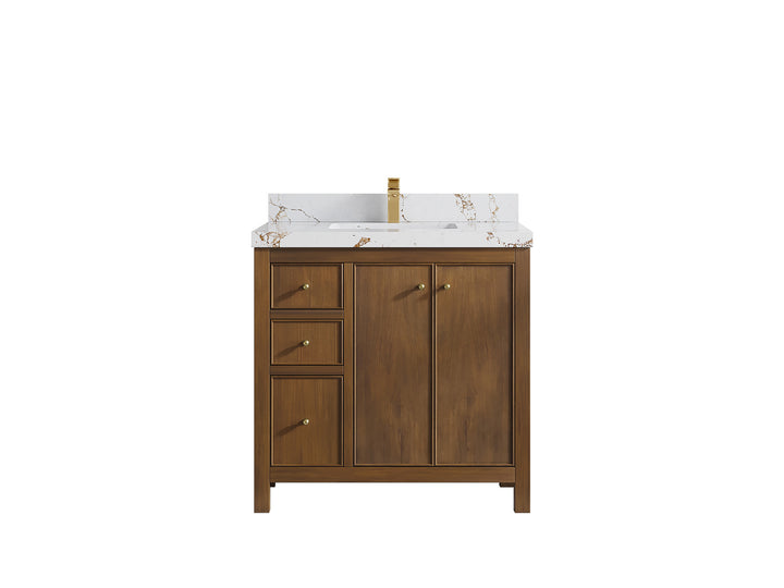 Chicago Teak 36 in. W x 22 in. D Center Sink Bathroom Vanity - photo 37