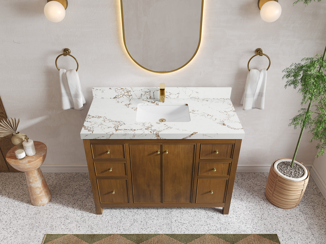 Chicago Teak 48 in. W x 22 in. D Single Sink Bathroom Vanity