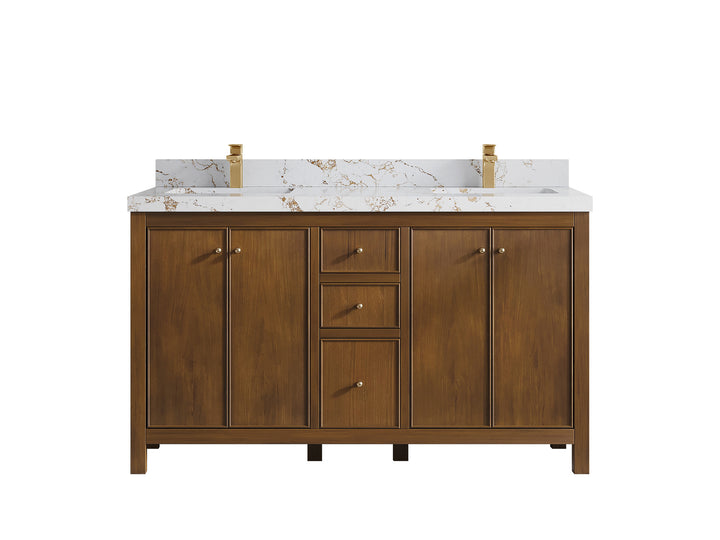 Chicago Teak 60 in. W x 22 in. D Double Sink Bathroom Vanity - photo 37