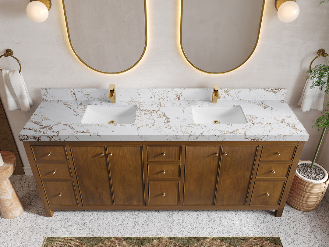 Chicago Teak 84 in. W x 22 in. D Double Sink Bathroom Vanity