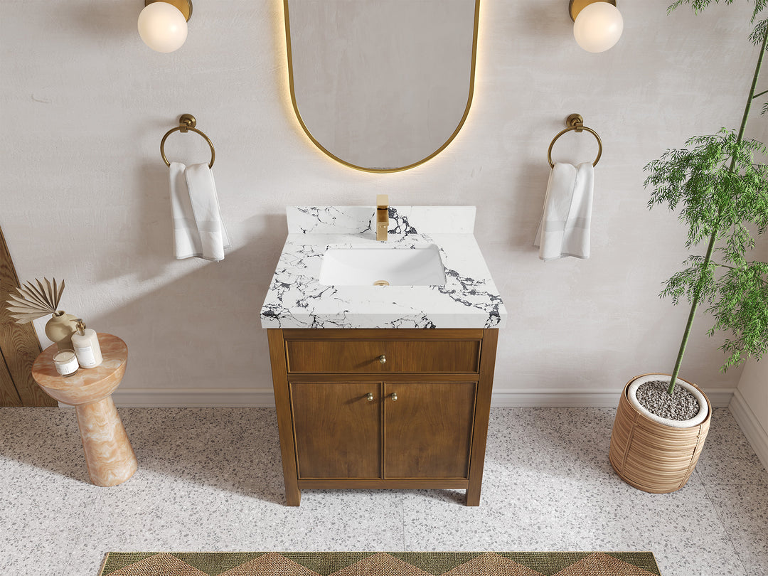 Chicago Teak 30 in. W x 22 in. D Single Sink Bathroom Vanity