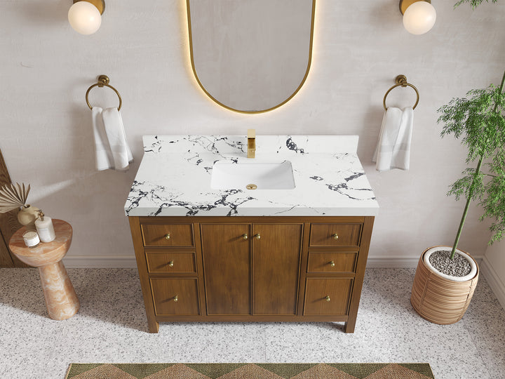 Chicago Teak 48 in. W x 22 in. D Single Sink Bathroom Vanity - photo 38