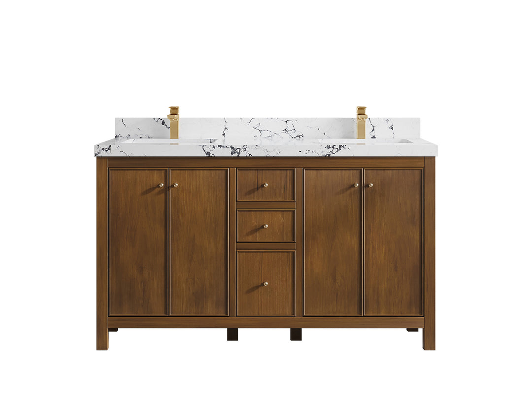 Chicago Teak 60 in. W x 22 in. D Double Sink Bathroom Vanity