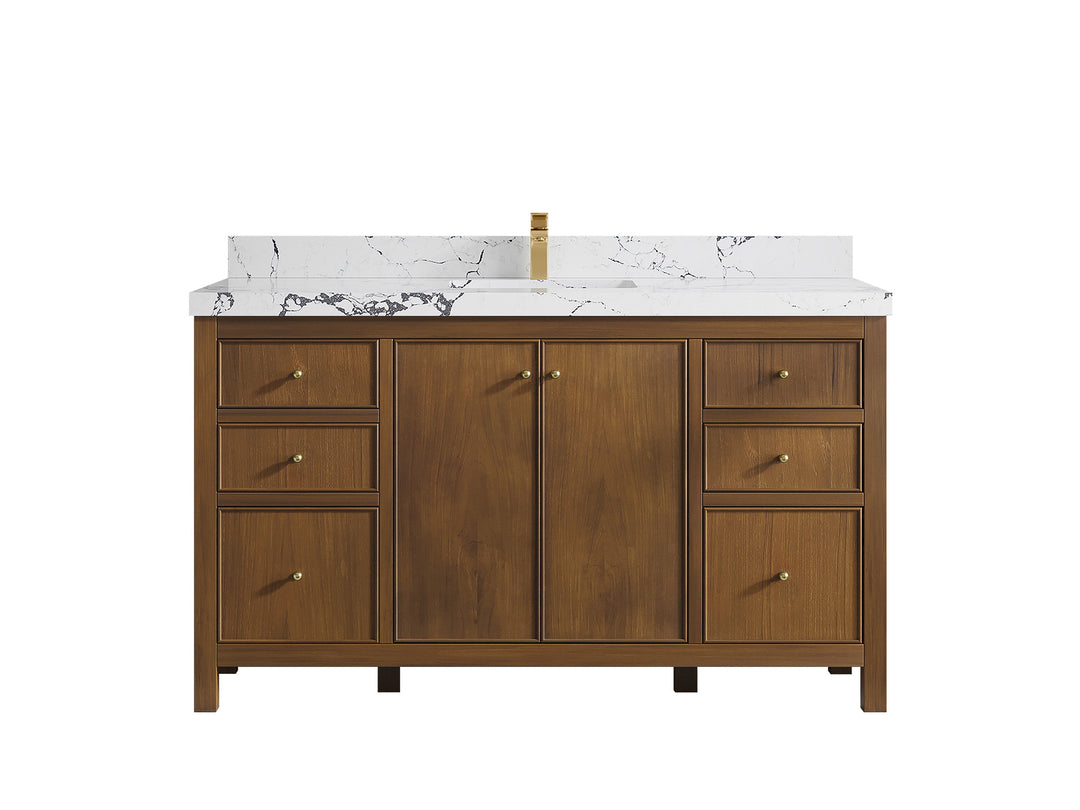 Chicago Teak 60 in. W x 22 in. D Single Sink Bathroom Vanity