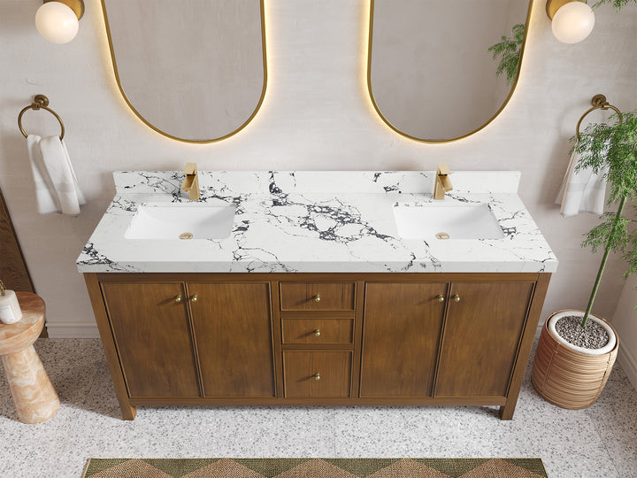 Chicago Teak 72 in. W x 22 in. D Double Sink Bathroom Vanity - photo 38