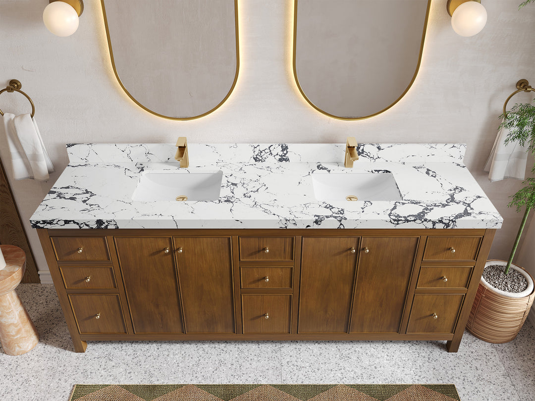 Chicago Teak 84 in. W x 22 in. D Double Sink Bathroom Vanity