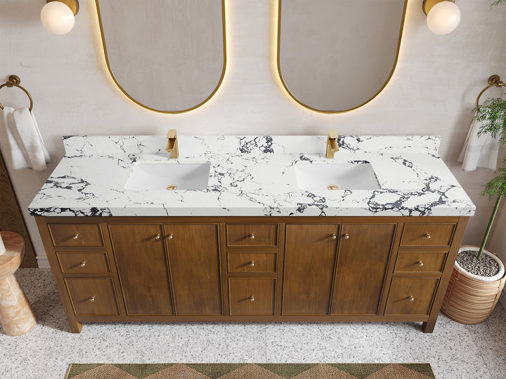 Chicago Teak 84 in. W x 22 in. D Double Sink Bathroom Vanity - photo 38