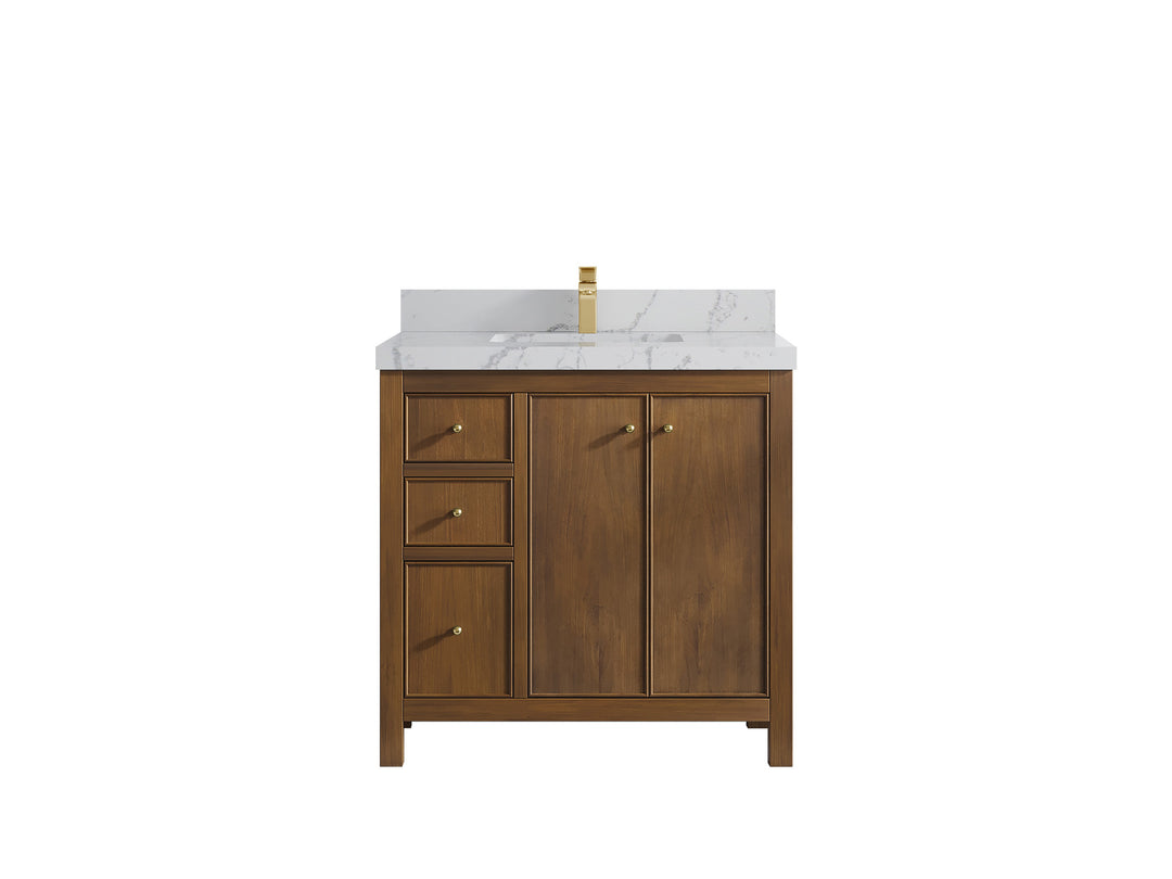 Chicago Teak 36 in. W x 22 in. D Center Sink Bathroom Vanity
