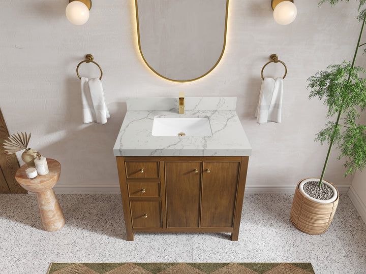 Chicago Teak 36 in. W x 22 in. D Center Sink Bathroom Vanity - photo 40
