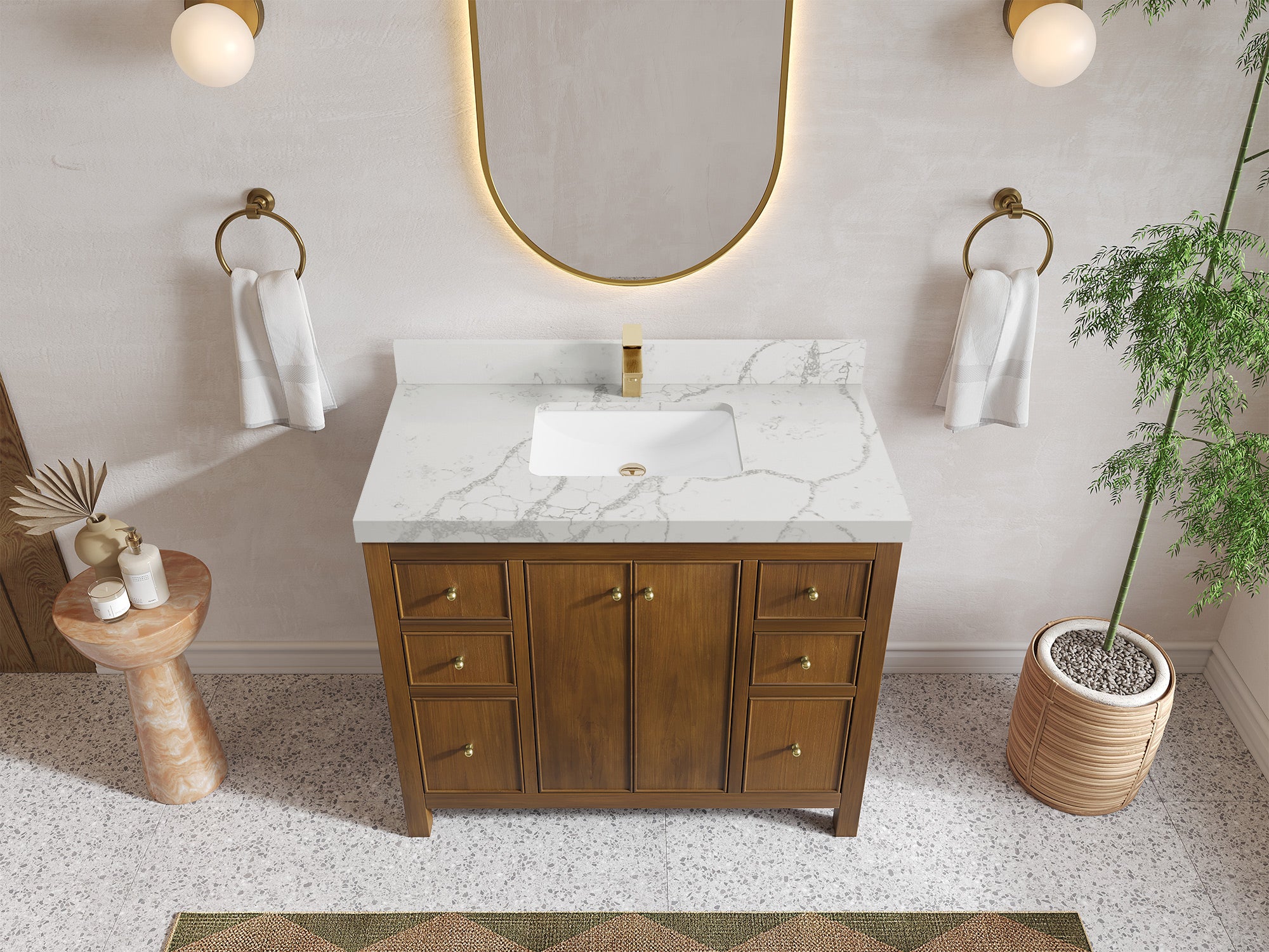 Chicago Teak 42 in. W x 22 in. D Single Sink Bathroom Vanity