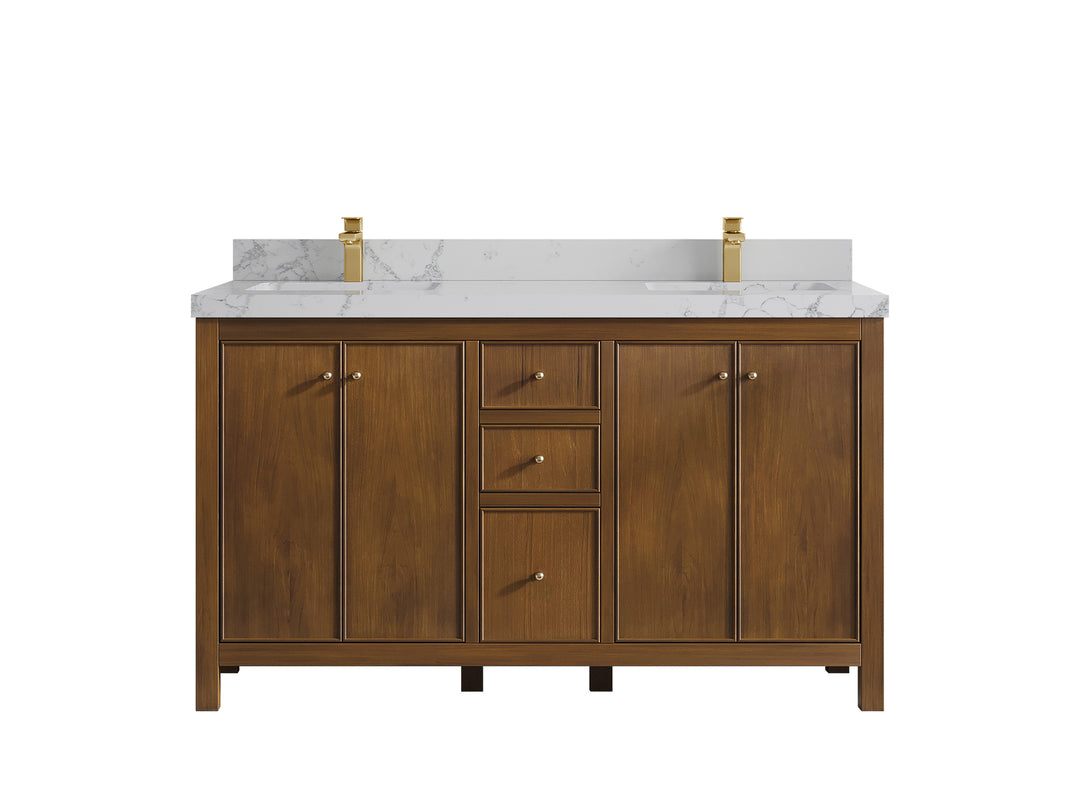 Chicago Teak 60 in. W x 22 in. D Double Sink Bathroom Vanity
